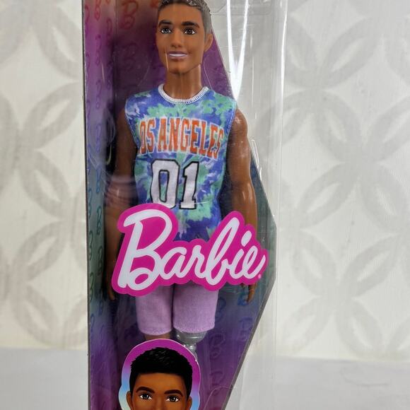 Barbie Ken Fashionistas Doll 212 Prosthetic Leg Los Angeles Jersey Purple Short - Picture 2 of 6